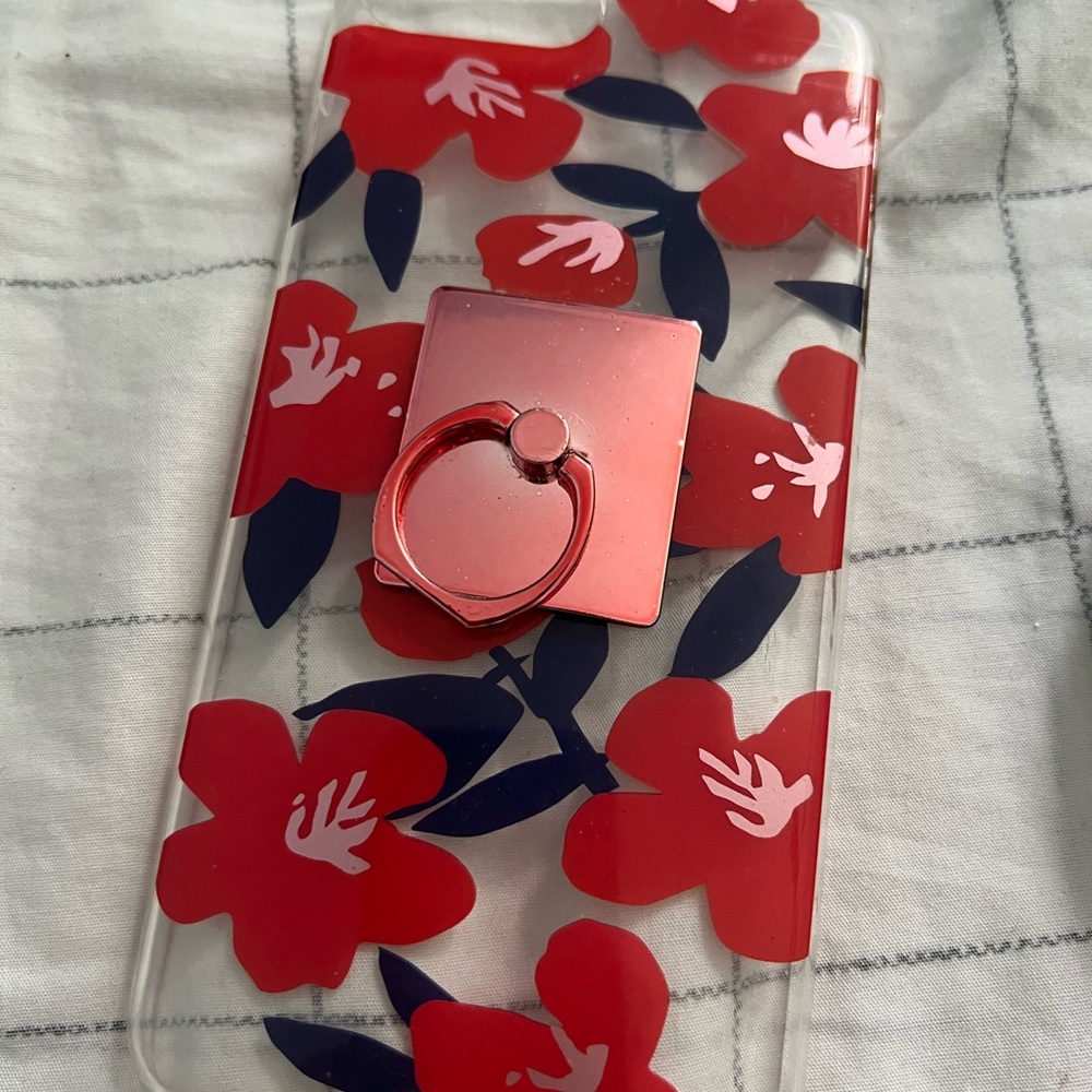red flowers with phone grip iphone 8 plus case